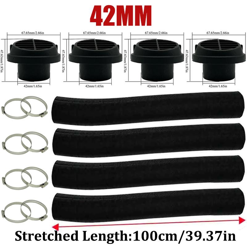 42mm Car Air Diesel Parking Heater 4x Air Outlet Vent + 4x Warm Duct Pipe + 8x Clamps For Webasto Eberspacher Truck VAN Camper Round B 42mm
