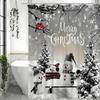 Winter Christmas Snowman Bird Christmas Tree Snowflake Shower Curtain, Bathroom Decorative Shower Curtain, Waterproof Shower Cur