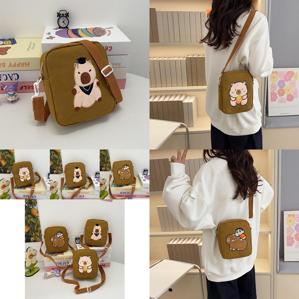Adorable Cartoon Canvas Shoulder Bag For Kids Perfect For Everyday Use And Storage