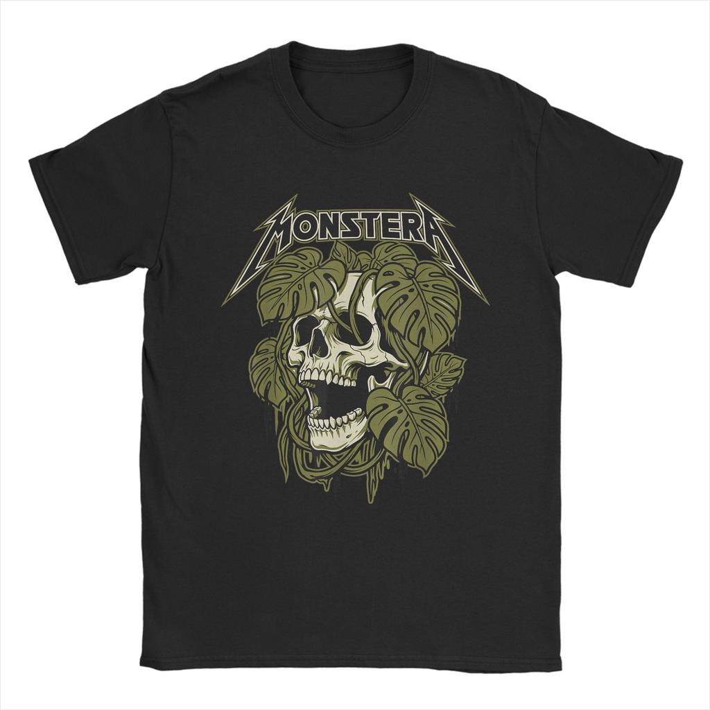 Harajuku T-Shirt Beach Monstera Skull Plant Lover Skeleton Grunge Hip Hop T-Shirts Pure Cotton Tee Shirt Short Sleeve Clothing