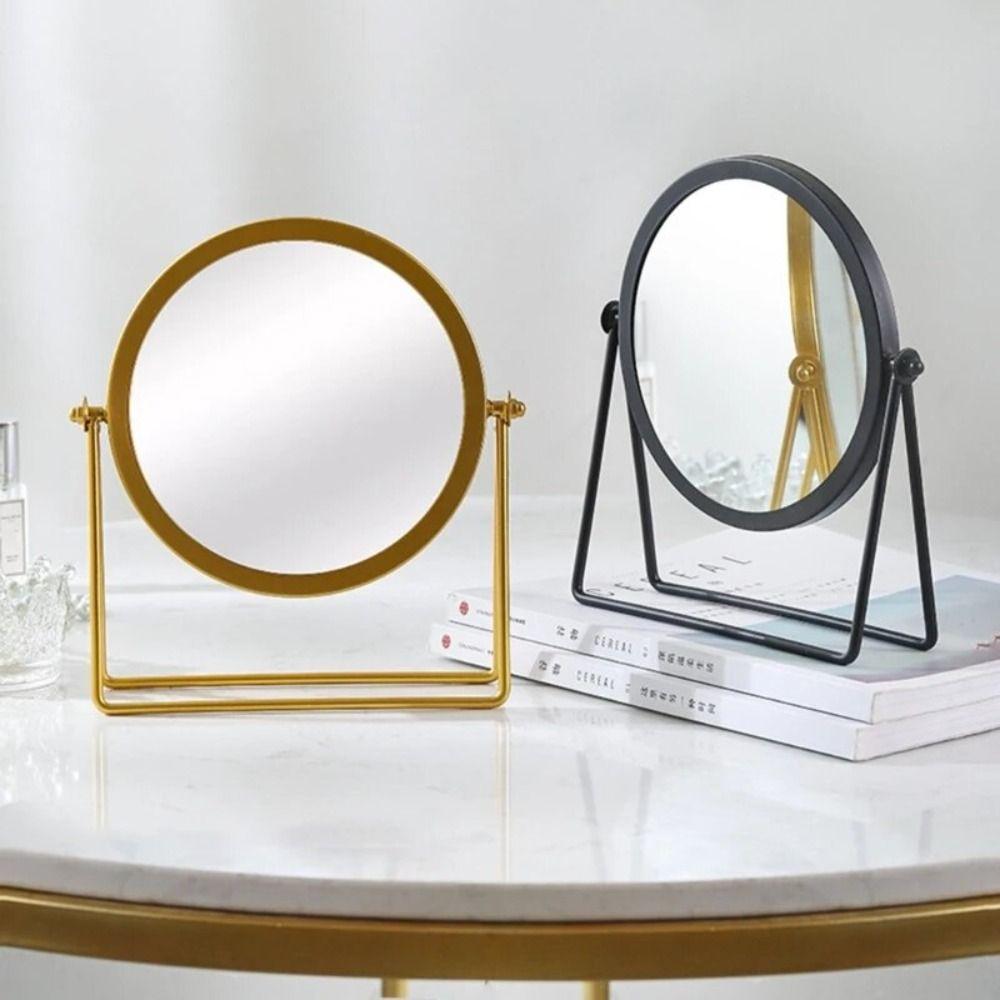 High-definition Metal Makeup Mirror European-style Dormitory Beauty Mirror  Desktop