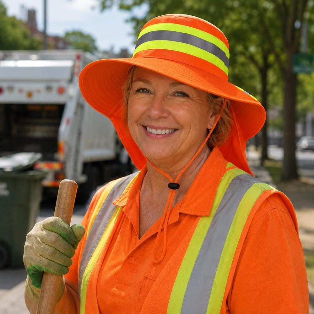 Summer Reflective Sun Hat Large Brim Sun Hat New Bucket Hat Sanitation Worker