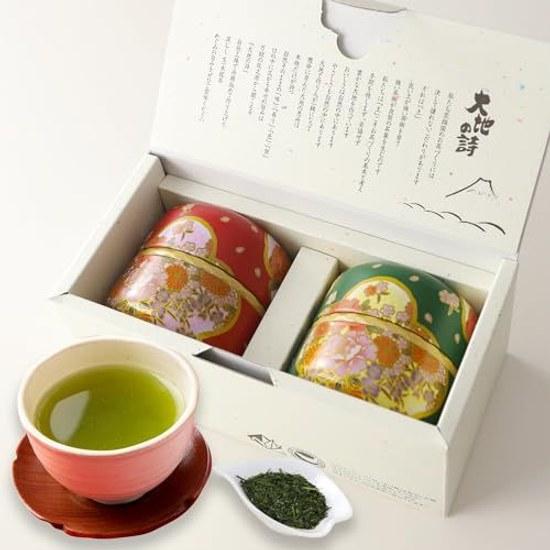 Arahataen Shizuoka Tea Japanese Gift Yui no Can 2 Bottles Box (RedGreen) Natsume Present Green Deep Steamed Makinohara