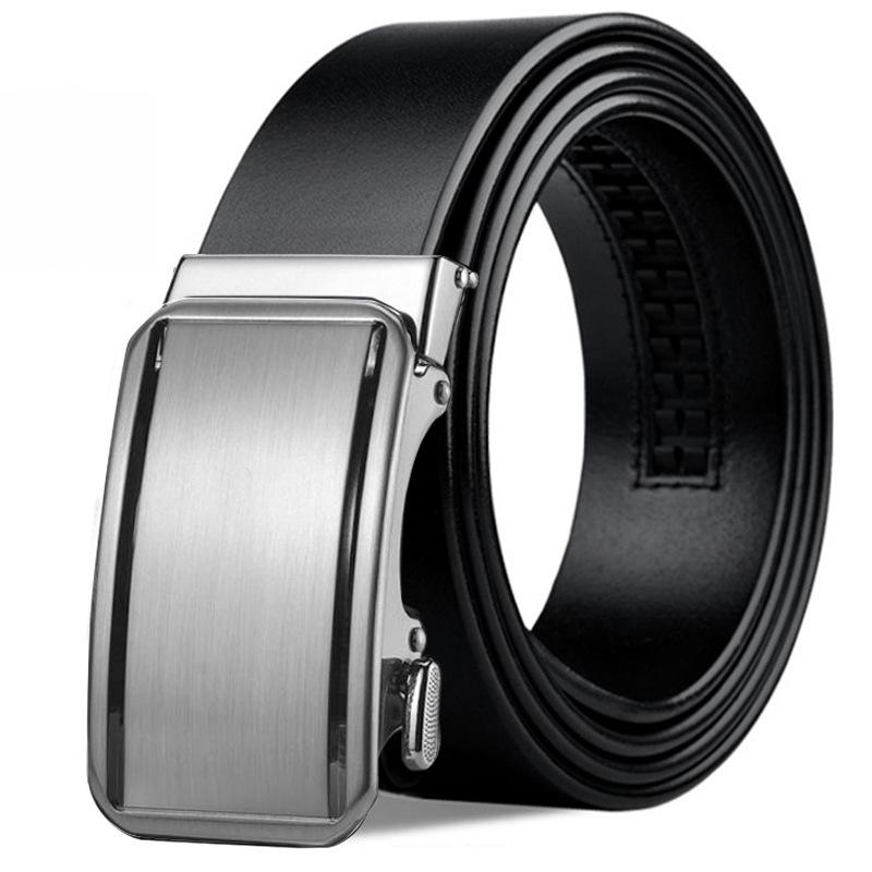 

Ремень из коровьей кожи первого слоя для мужчин, автоматическая пряжка, повседневный, деловой, из натуральной кожи, без мездры, простой ремень для мужчин и молодых мужчин 130cm