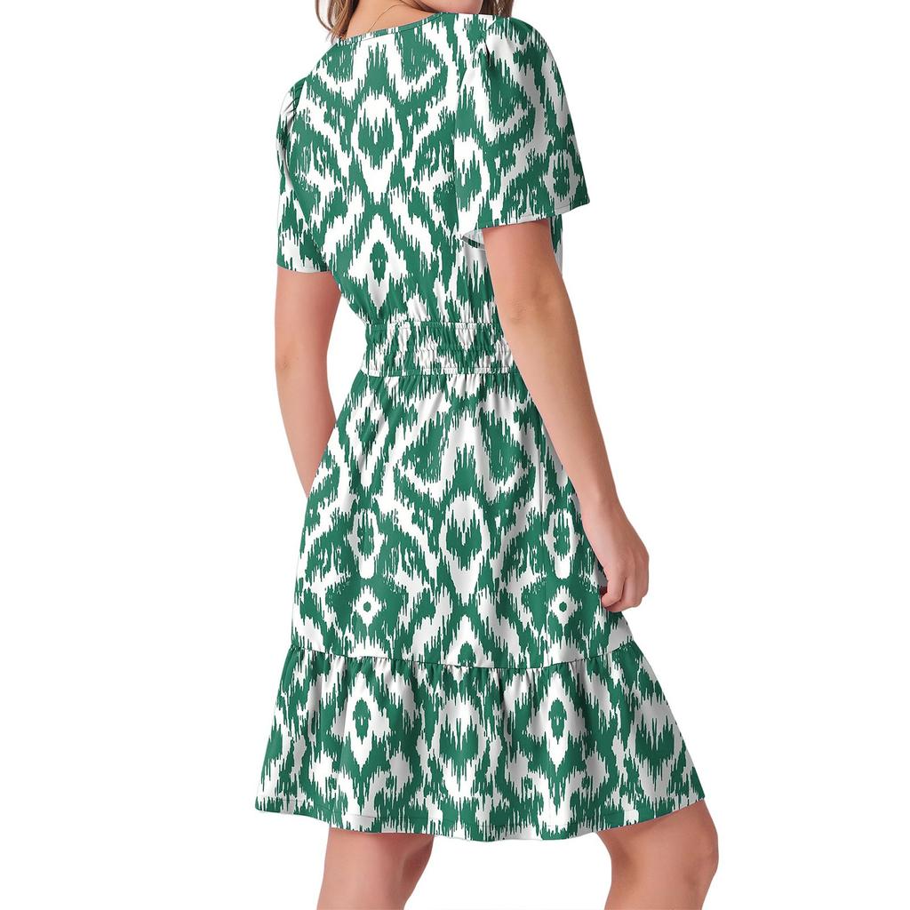 Women's Loose Casual Fashion V-Neck Solid Color New Dress