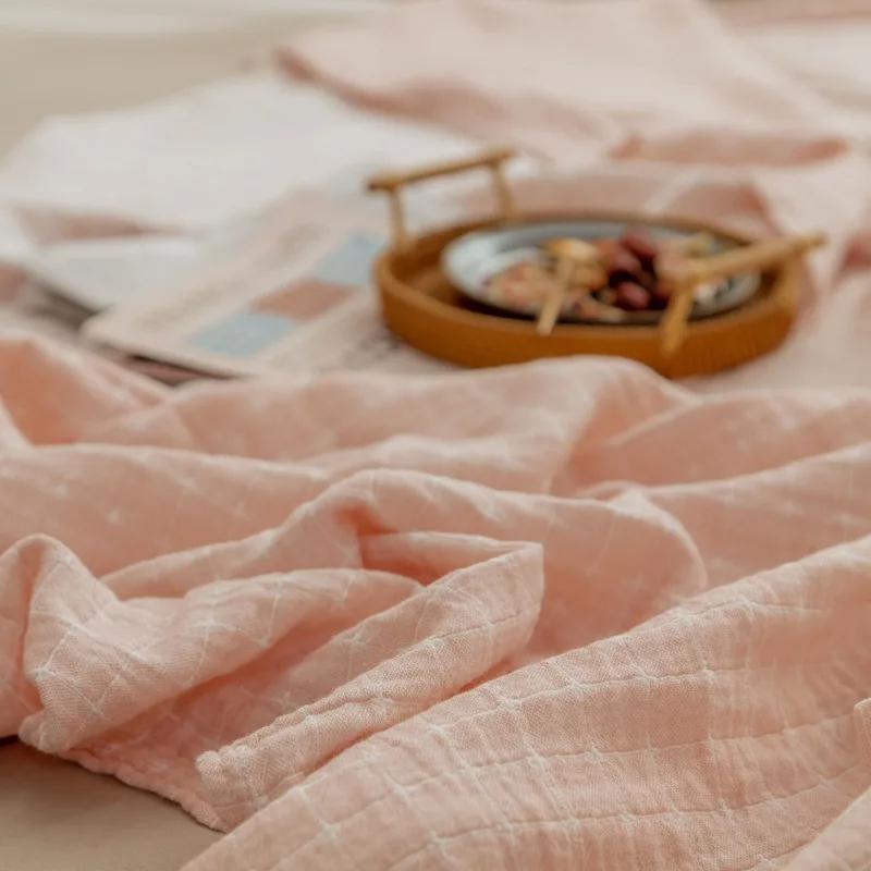 Cotton Gauze Blankets Muslin Bedspread for Bed Summer Double Couple Towel Quilts King Size Bed Covers Plaid Blankets Bed Sheet