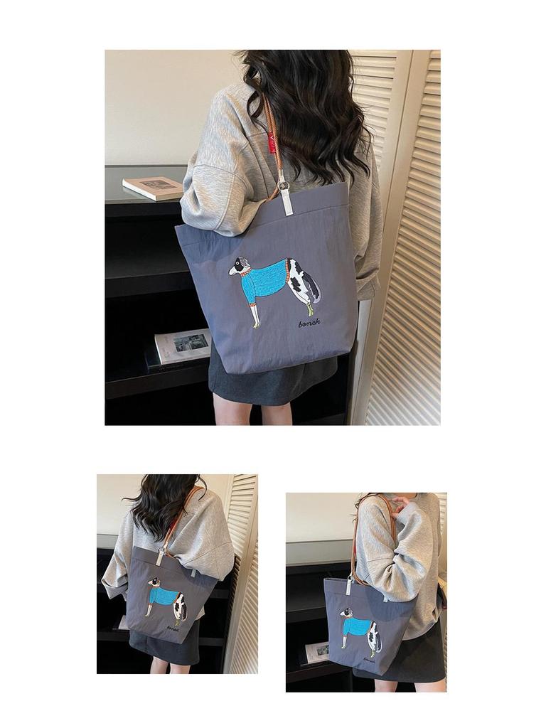 Spring Japanese Embroidered Eco-friendly Women's Shoulder Bag - Trendy, Large Capacity, Lightweight Tote