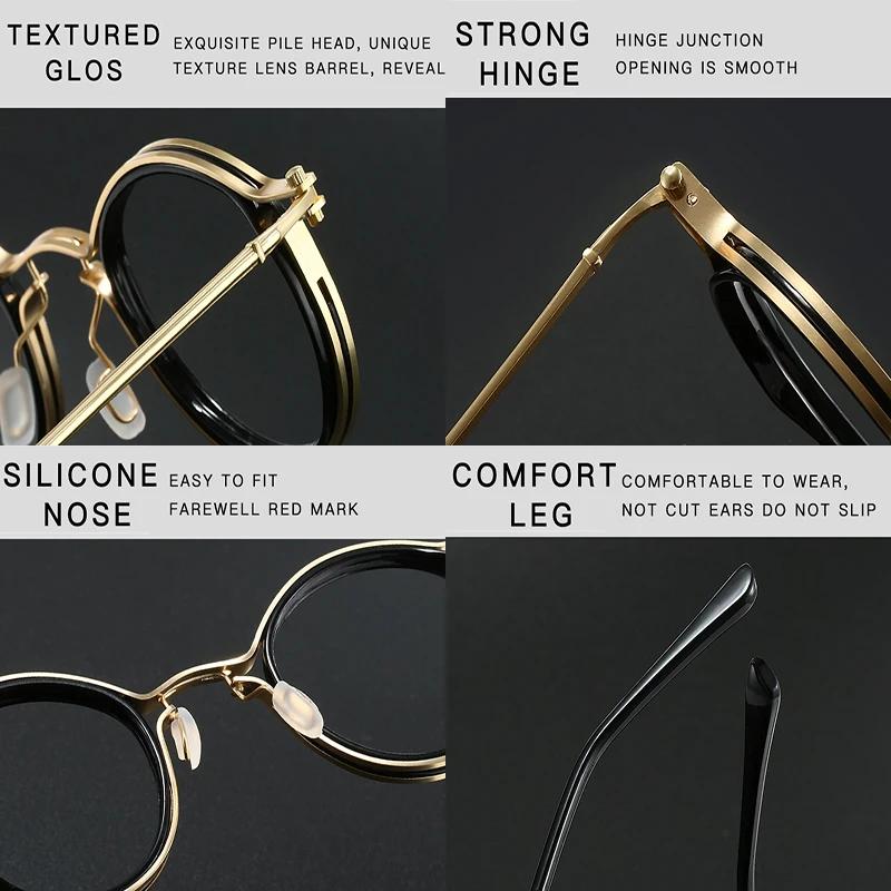 Round Reading Glasses Female Male Ultra-Light Metal Anti Blue Light Transparent Lens Optical Eyeglasses Oculos De Grau Masculino
