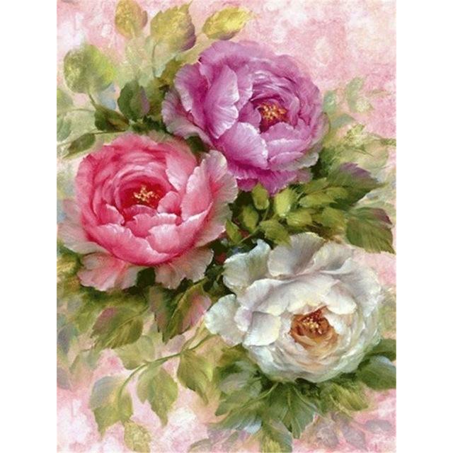 Volle 5D-Diamant-Malerei, hübsche Blumen, DIY-Diamant-Stickerei, Diamant-Mosaik, Kreuzstich-Set, Heimdekoration, Geschenk