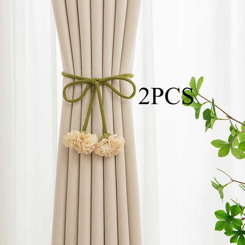 2PCS.Adjustable Creative Flower Curtain Tiebacks, Punch-Free Minimalist Holders,Non-Slip Straps for Sheer Curtains