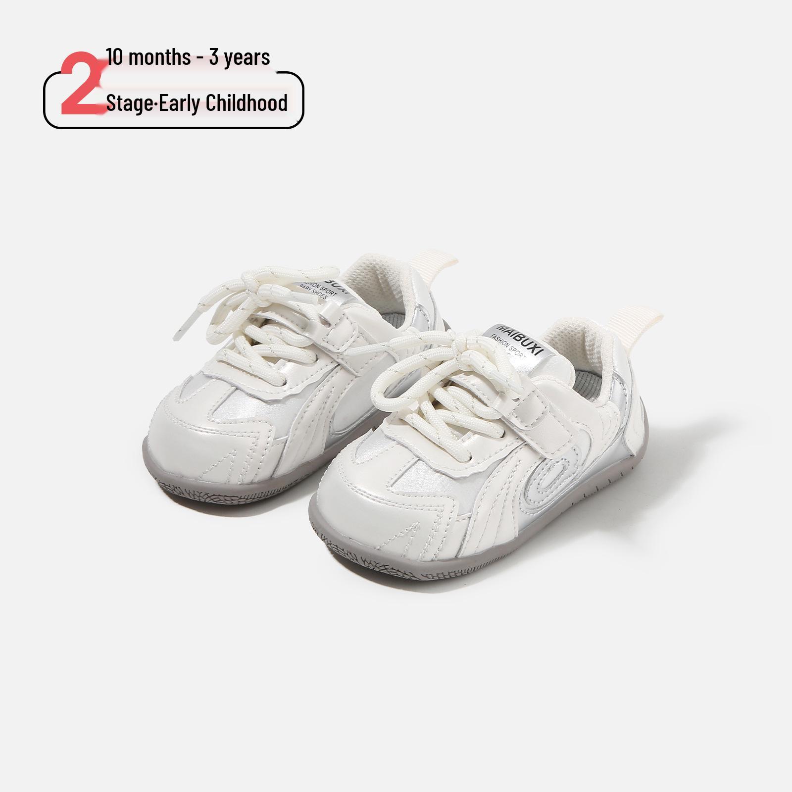 Spring 2026 Trendy Girls  Color Block Leather Baby Walker Shoes Size 19/14.0cm