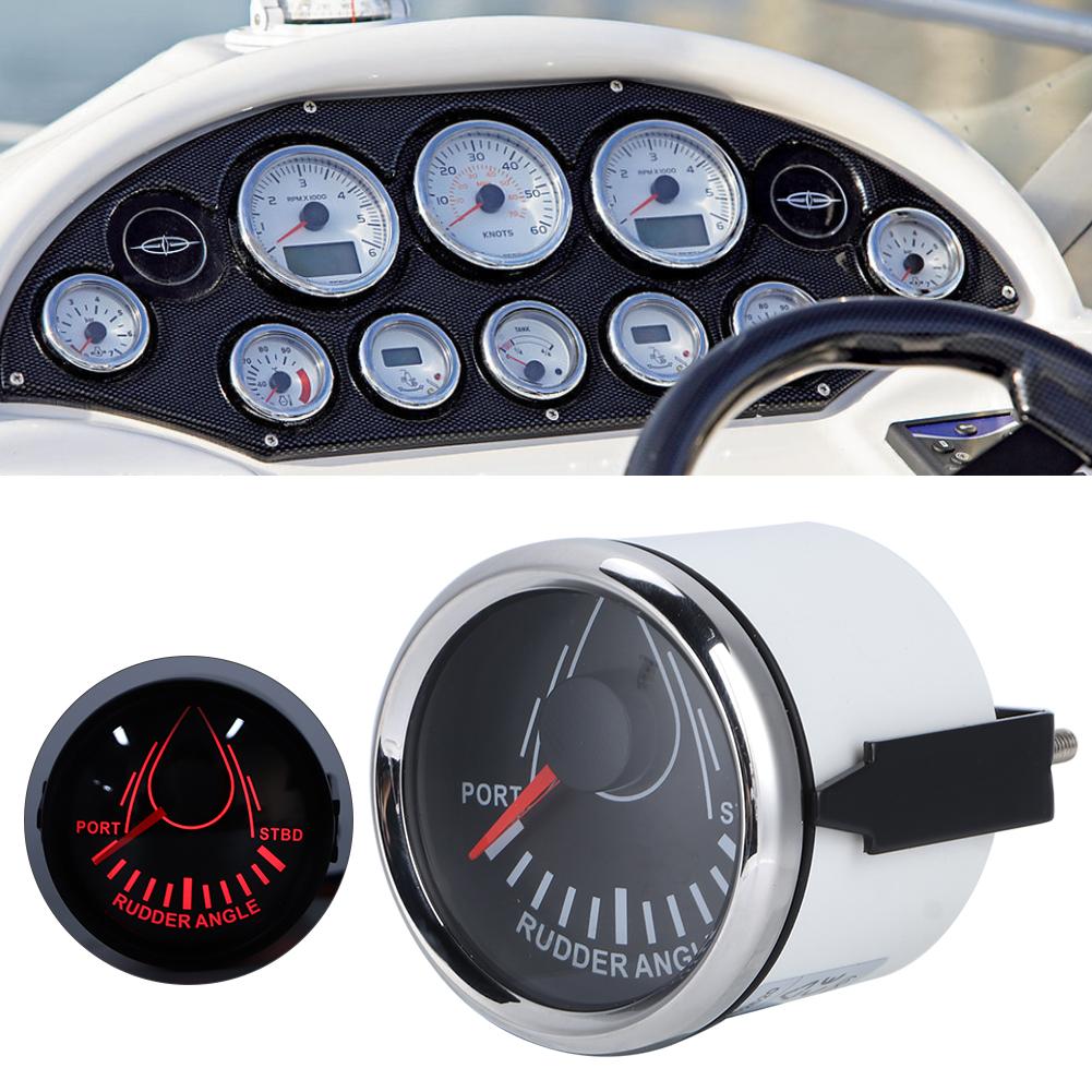 52mm Universal Boat Rudder Angle Indicator 0 190ohm Signal with Rudder Sensor 9 32V Backlight Gauge for Boat YachtBlack