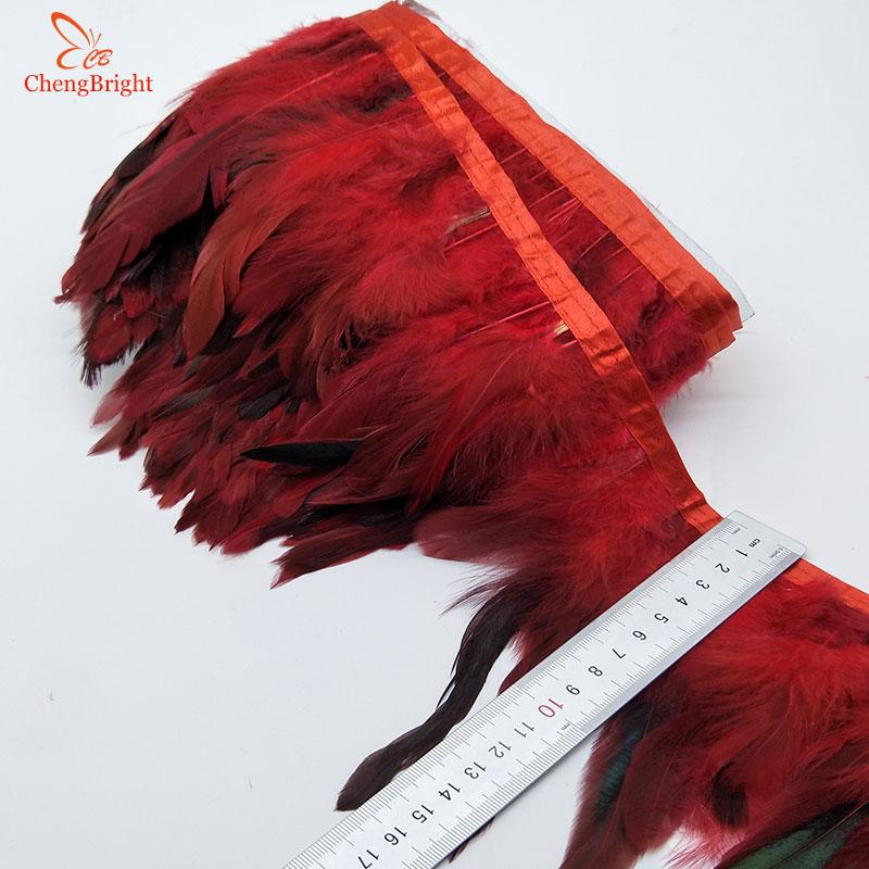 CHENGVRIGHT Wholesale 10 Meter 13-18CM Chicken Rooster Tail Feathers Trims Strip for Wedding Party Clothing Rooster Feather Trim