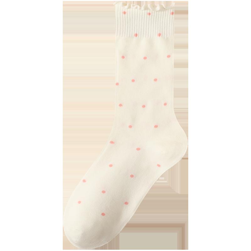 Women's Ruffle Polka Dot Scrunch Socks - Trendy Mid-Calf Cotton Ballet-Style Summer Socks