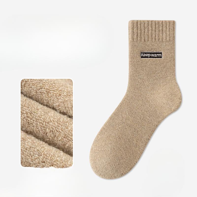 Men's New Autumn and Winter Products Add Velvet and Thick Warm Heating Wool Ring Wool Tube Socks