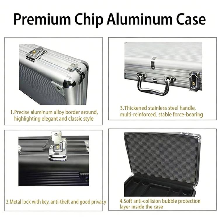 Premium Poker Chip Box 300 Capacity Rectangle Aluminium Alloys Card Box Scratch Resistant for Poker Player