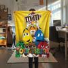 1PC Custom Name M&M's Patterned Flannel Blanket Suitable For All Seasons for Home Decor Warmth and Comfort Gifts Holiday Present -HE152
