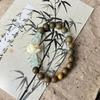 Natural Green Sandalwood Lotus Bracelet: Unisex Design with Wénwán Prayer Beads