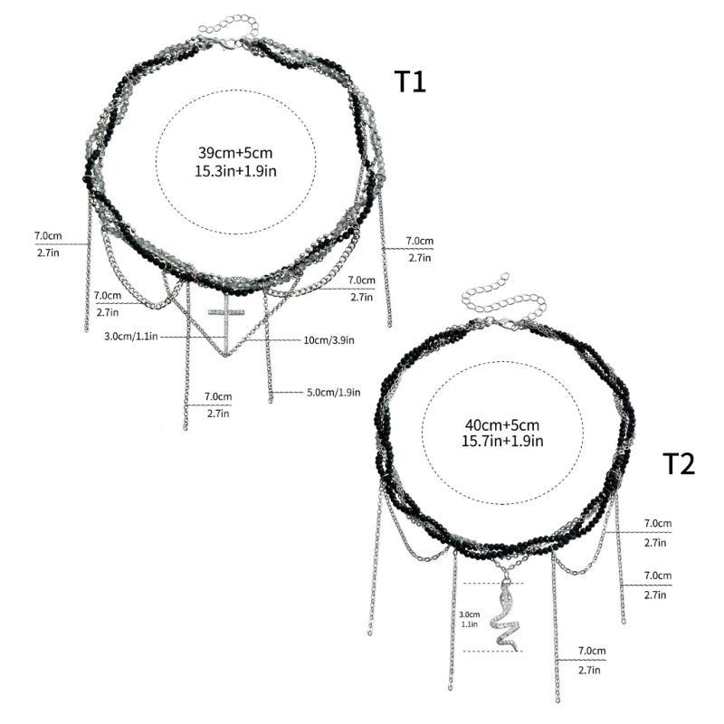Collier Élégant à Chaîne Serpent Décoration Avec Pendentif Croix en Strass Tendance Portable pour les Occasions Branchées
