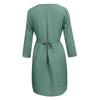 Fashion Women's Color Round Neck Waist Tie Long Sleeve Dress Winter