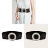 Vintage Korean Style Wide Belt For Dresses With Alloy Buckle And Elastic Waist For Winter Fashion