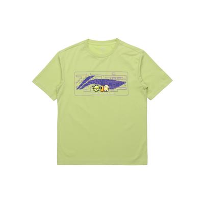 Li-Ning Sports Fashion Series Pattern Print Loose Round Neck Short Sleeve T-Shirt Unisex Tops Glazed-Green AHSR340-16