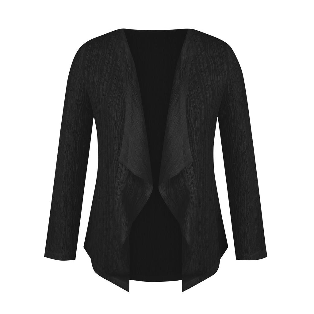 Women's Fashion Solid Color Casual Cardigan Long Sleeve Mid-Button Tops Coat