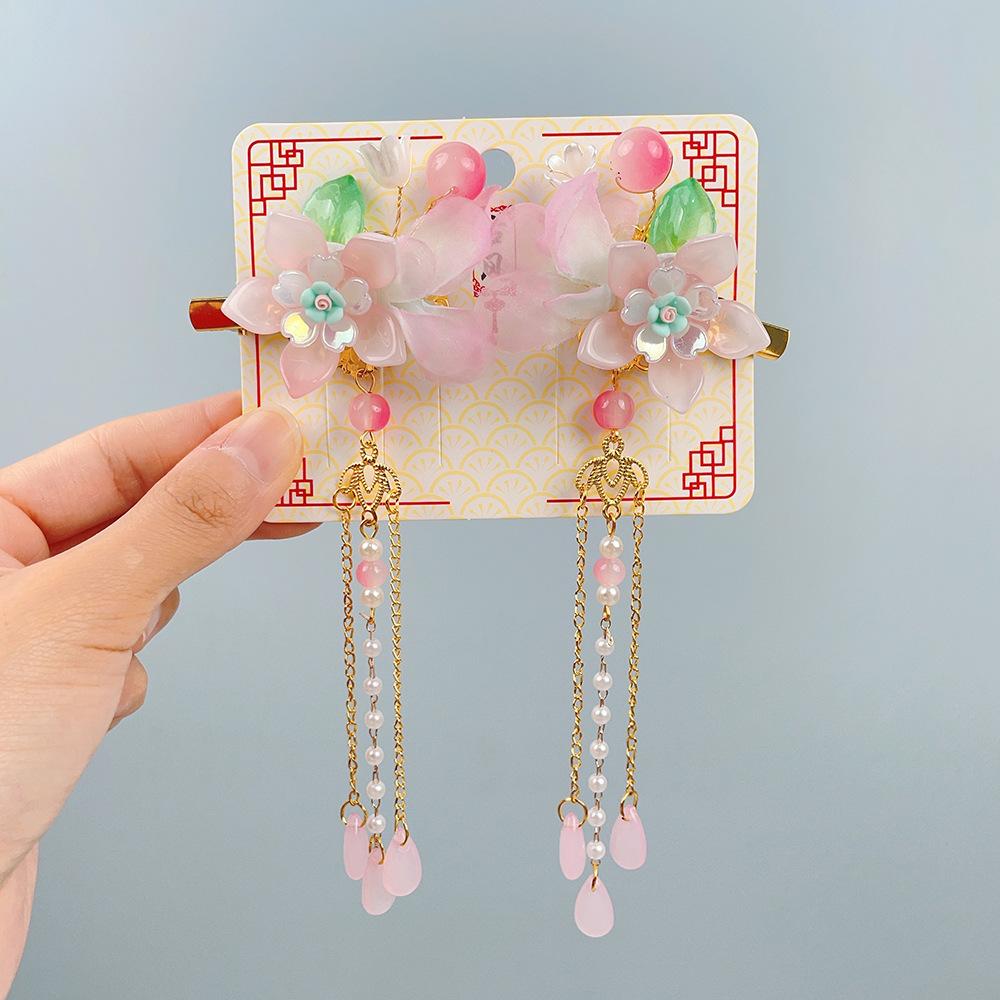 Girls' Hair Accessories Children's Ancient Style Hair Accessories Hanfu Headwear Girls' Costume Steps Swaying Tassel Hair Clips