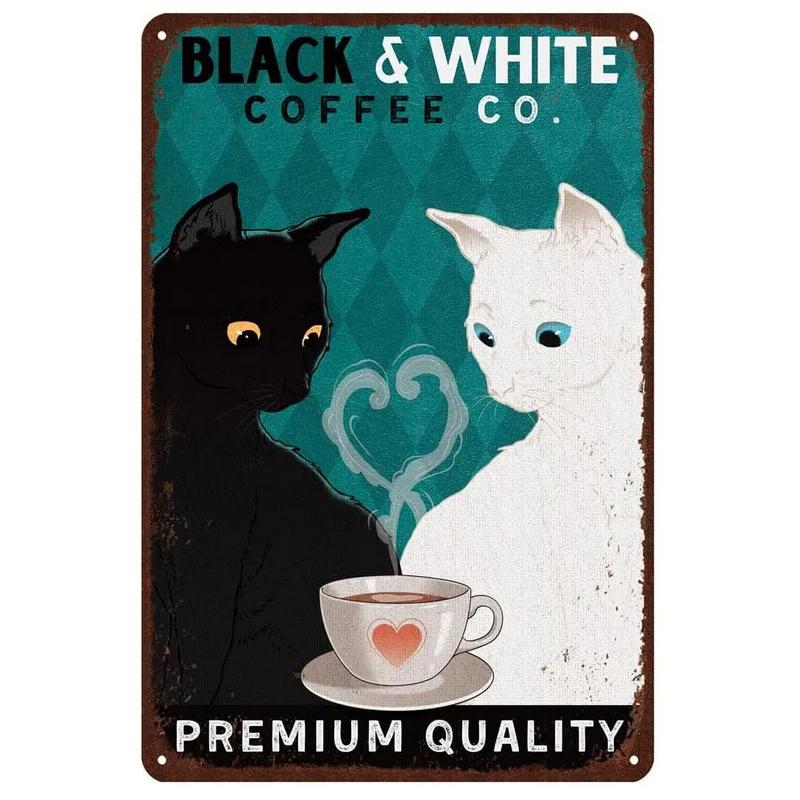 Vintage Cat Posters Metal Tin Signs Set-JUST A GIRL WHO LOVES CATS-Decorative Wall Art for Cat Lovers In Home, Office, or Bar