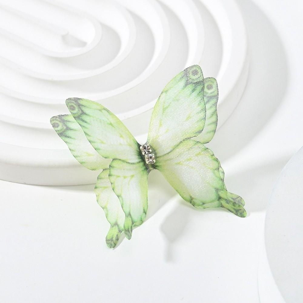 50Pcs 3D Organza Fabric Butterfly Appliques Colorful Double-layer Simulation Mesh Butterfly Patch Translucent