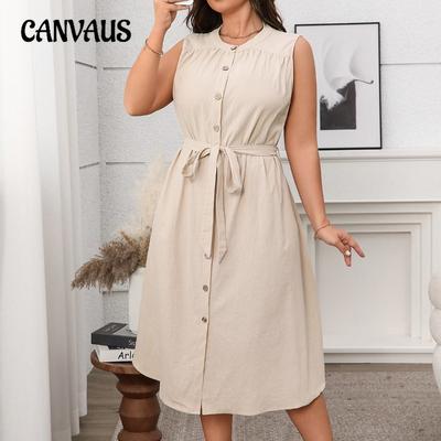 Übergröße Damen Sommer Temperament Schlank Mode Neues Ärmelloses Kleid