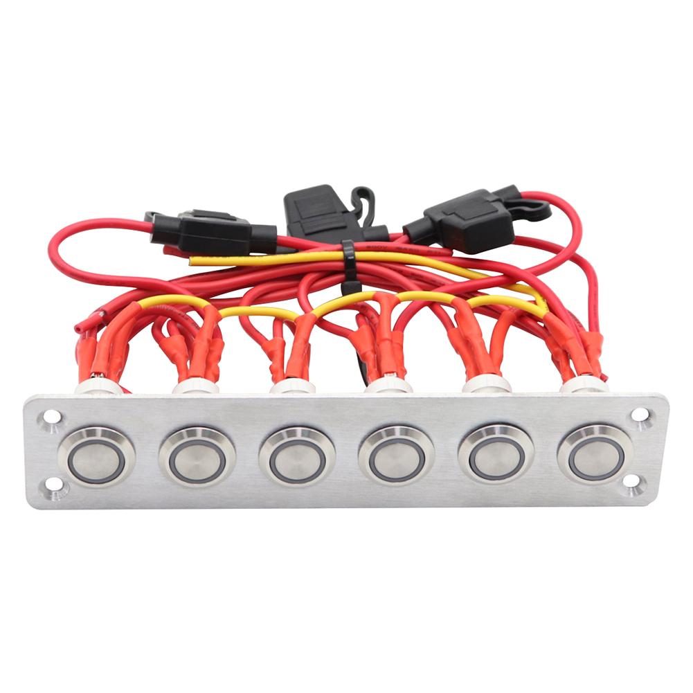 On-off Switch Panel Self-locking Blue Light Stainless Steel Button Switch With Wire Rv Modified Parts