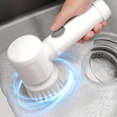 Elektrický rotační mycí stroj s 5 vyměnitelnými kartáčovými hlavami, elektrický bezdrátový kuchyňský mycí stroj, ruční dobíjecí sprchový mycí stroj
