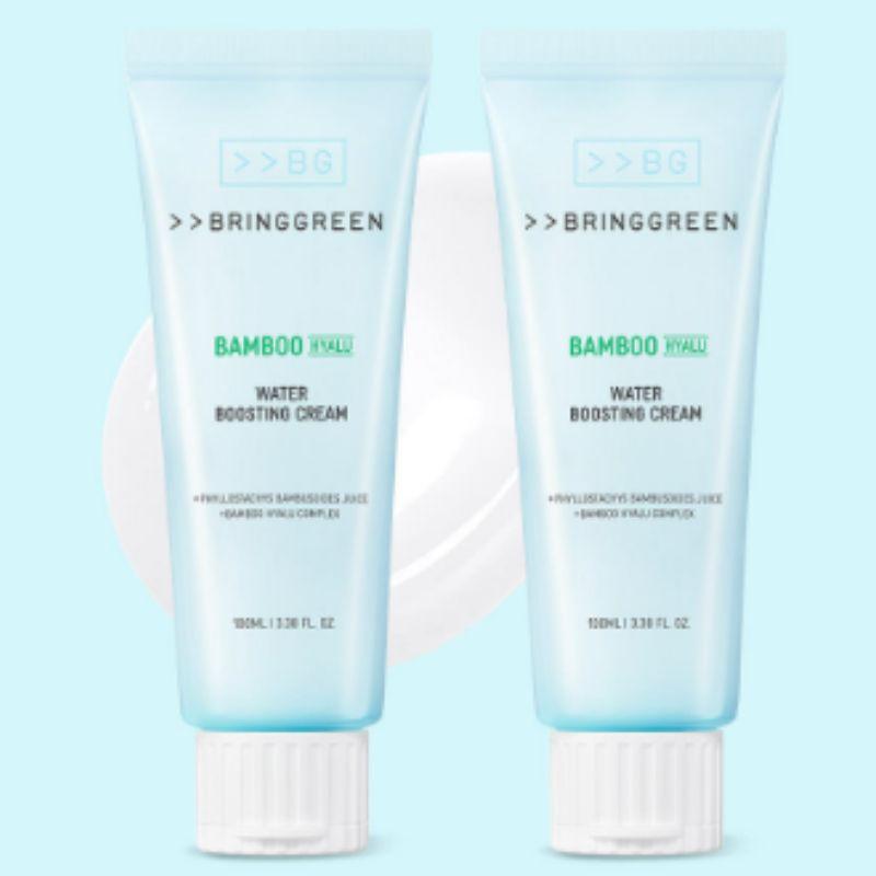 BRING GREEN Bamboo Hyalu Moisture Boosting Cream 100ml x 2 Set Deep Hydration Hyaluronic Acid Moisturizer K-Beauty Skincare