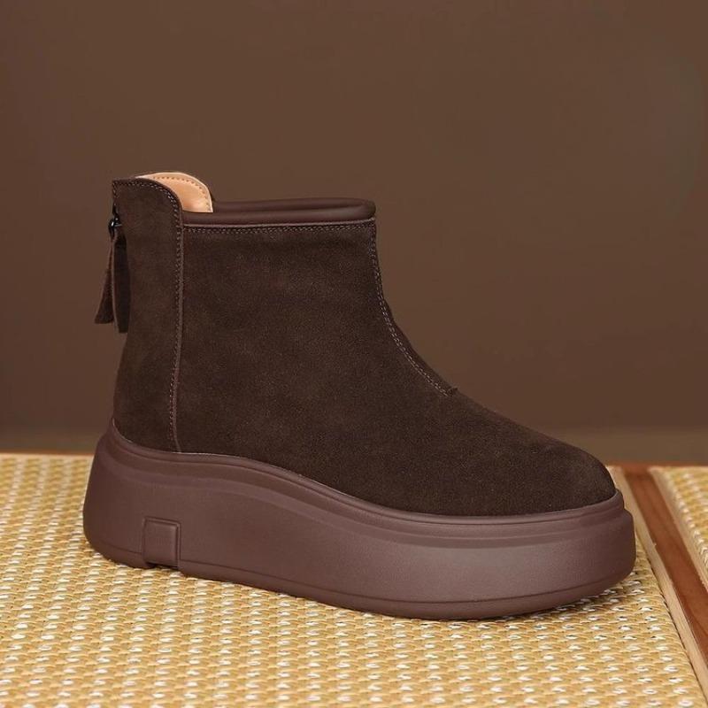 

Thick-soled Shoes, Round-toe Height-increasing Boots, Women s Shoes, Retro Fleece Warm Ankle Boots 40