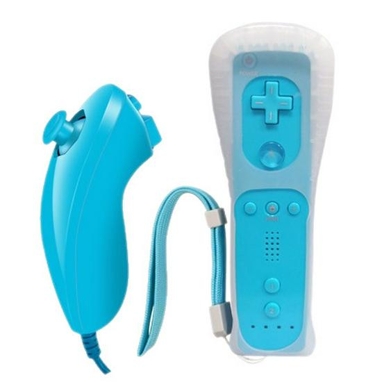 Wii Game Controller: Straight Handle + Bent Left-Hand Chicken Leg Grip with Silicone Cover