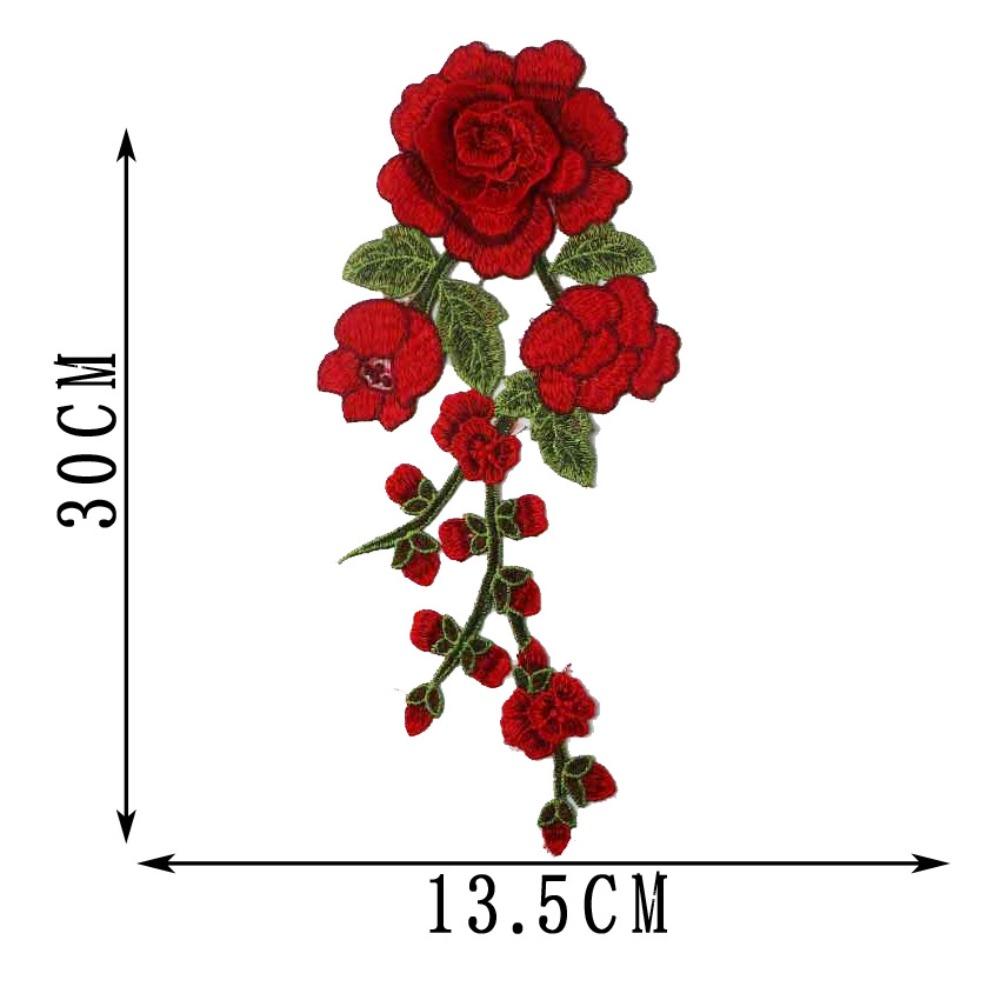 1 Pair Red Rose Flower Patch Multi-color Sew On Patch Floral Patches  Crafts Clothing Accessories