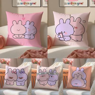Cute Kawaii Japanese VTuber AAsamimichaan Cushion Cover Pillowcase Short Plush Invisible Zipper Room Sofa Cushion Cover