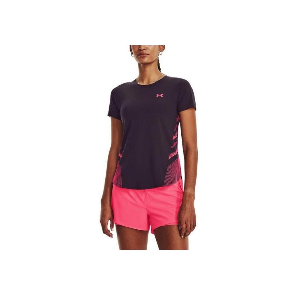Under Armour Logo Pattern Sports Simple Versatile Running Round Neck Short Sleeve T-Shirt Women T-Shirt Purple 1376818-541