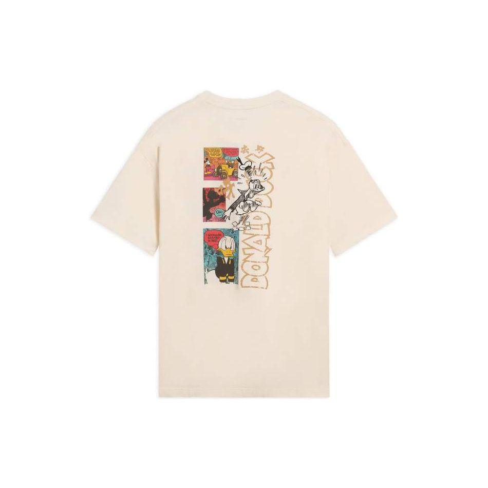 Li Ning X Disney Mickey Series SS22 Cartoon Animal Letter Print Loose Short Sleeve T-Shirt Men Tops Off-White AHSS247-1