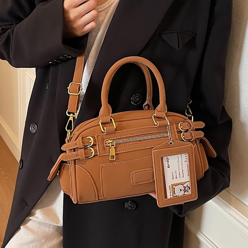 Faionable Bowling Bag Women's Handbag Crossbody Bag Versatile Small PU Leather Casual oulder Bag Versatile Bags Motorcycle Bags