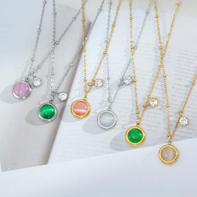 Katės akių karoliai moterims su lengvo prabangos nišiniu dizaino pojūčiu, žibančiais deimantukais, raktikaulio grandinėle, aukštos klasės temperamentui.