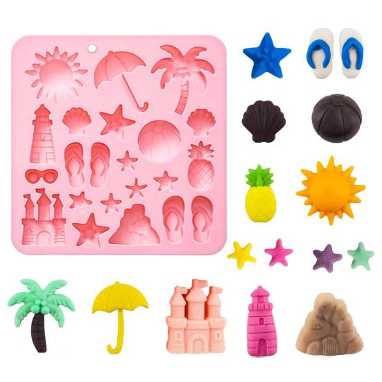 2Pcs Silicone Chocolate Baking Mold Summer Ocean Theme Shell Starfish Conch Jelly Molds Candy Making Supplies
