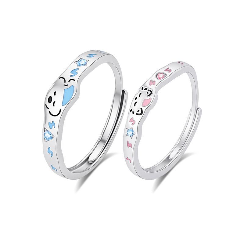 Sterling Silver Meow Couple Rings: Cute Pet Adjustable Luxury Dopamine Design