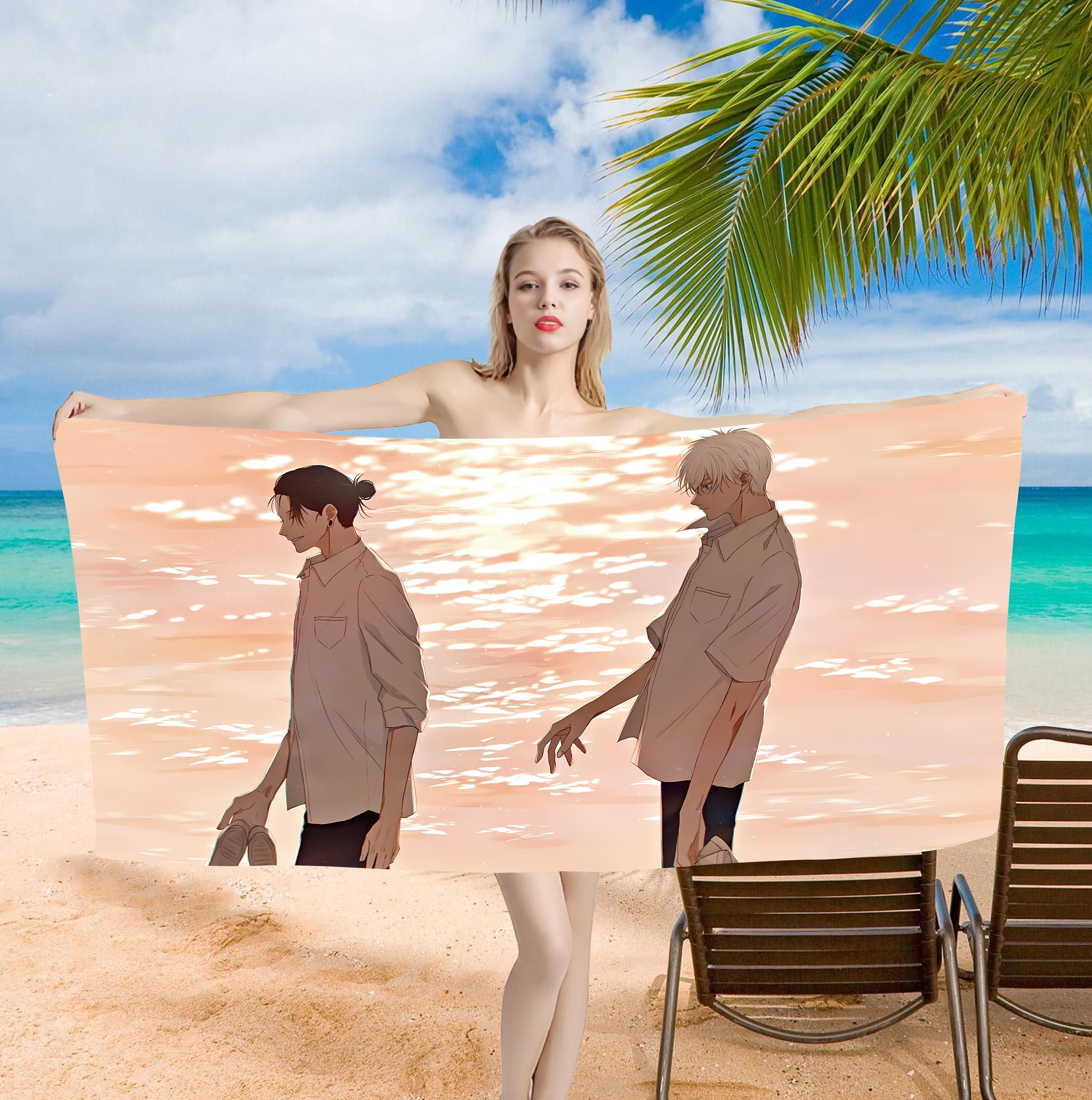 

Anime cartoon S-Satoru Gojos Printed Beach Towel One Piece Anime Bath Towel 75x150cm Bathroom Shower Washcloth Home Decor W30*H60(CM)