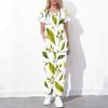 Women Plus Size White Floral Printed Scrub Set Crisscross Cutout Neck Short Sleeve Top With Pockets Long Pants Two Piece
