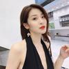 Elegant Trendy Korean Hanging Petals Flower Stud Earrings Dangle Earrings Drop Earrings Jewelry