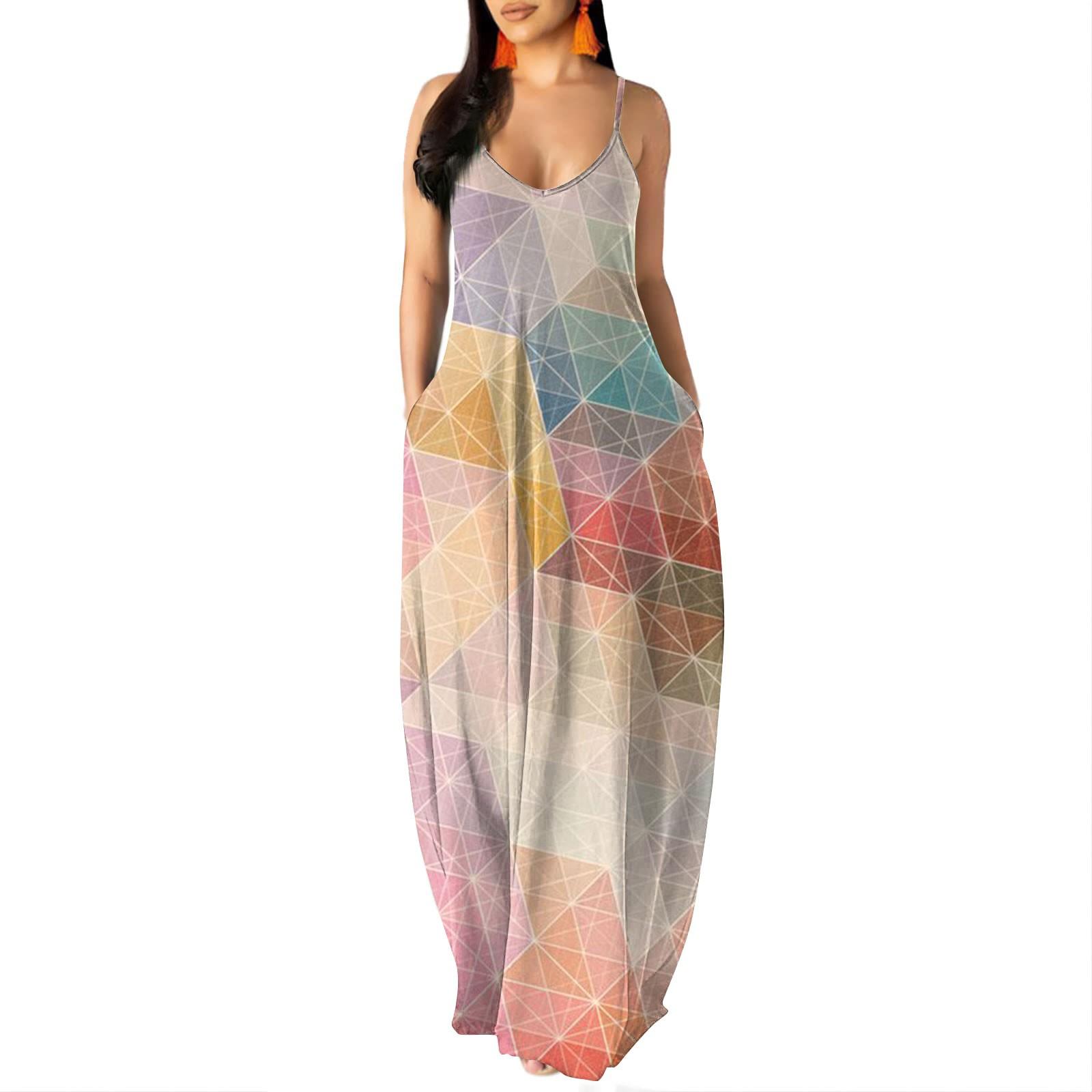 

(SU)Женское платье без рукавов, повседневное платье длиной до пола