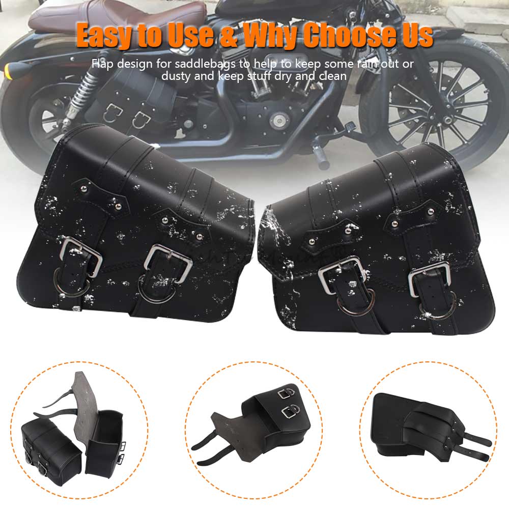 1PC Universal Motorcycle PU Leather Saddlebags Side Tool Pouch Bag Luggage Saddle Bag For Harley Davidson Sportster XL883 XL1200