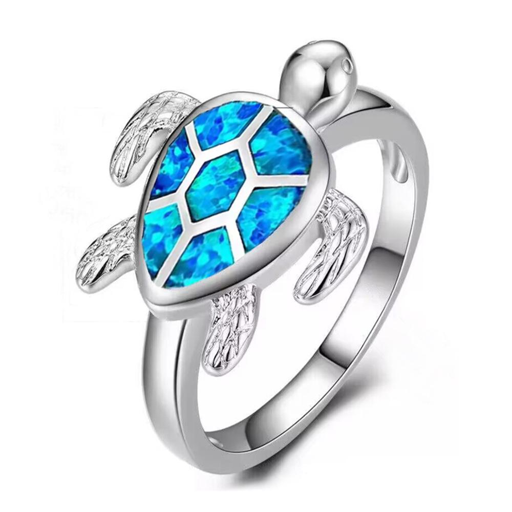 

Fashion Sea Turtle Ring For Women Inlay Imitation Blue Fire Opal Ring Women Wedding Band Engagement Party Jewelry Drop Shipping 5